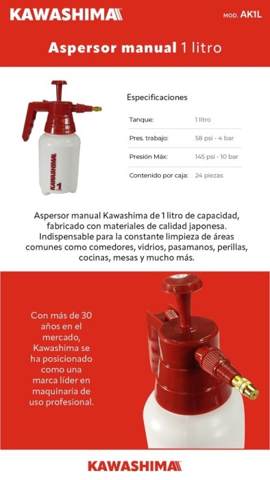Kawashima AK1L Aspersor manual 1 L Caja 24PZ